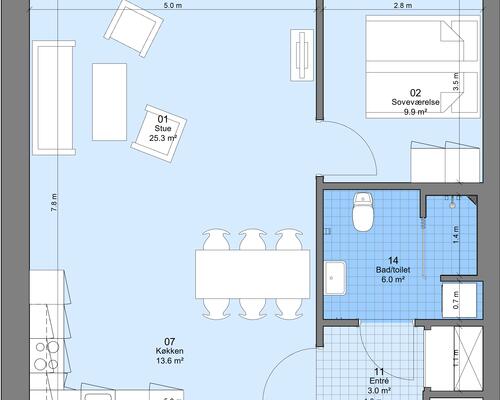 2 værelses hus i Haarby