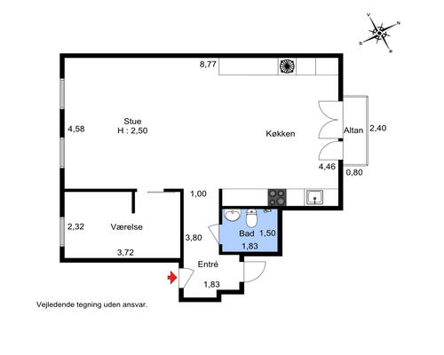 Lækker penthouse lejlighed med altan | København K