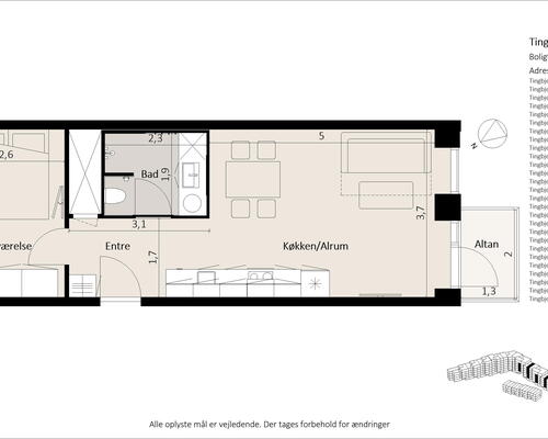 Nybygget 2-værelses lejlighed med altan og god planløsning i Tingbjerg