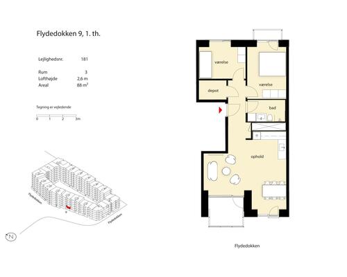 3 værelses lejlighed i København SV