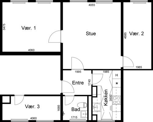 3 værelses lejlighed i Viborg