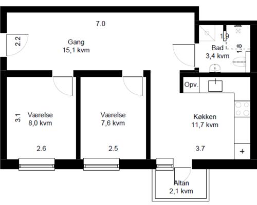 2 værelses lejlighed i Århus C