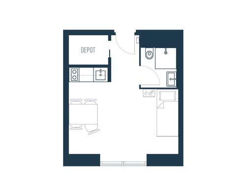 1 værelses studiebolig på Trekroner Centervej i Roskilde udlejes