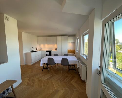 Flot og total istandsat møbleret lejlighed med skøn beliggenhed på Lille Strandvej