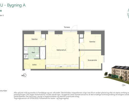 Fløjhusene - Bygningn A - Stor 4-værelses lejlighed med egen terrasse og plads til hele familien