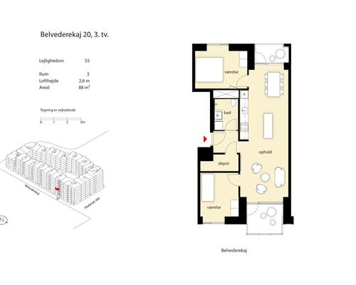 3 værelses lejlighed i København SV