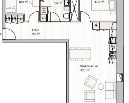 3 værelses lejlighed i Aalborg