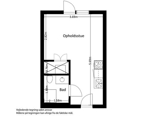 40 m2 værelse i Risskov