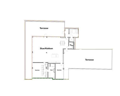 Lækker lys penthouse med egen tagterrasse