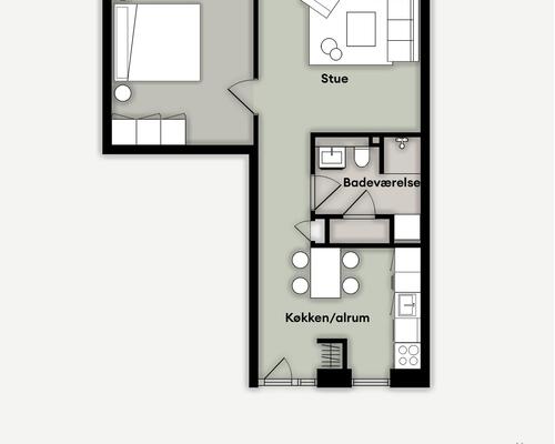 Lys og moderne 2-værelses lejlighed i attraktive Kildebjerg, Ry