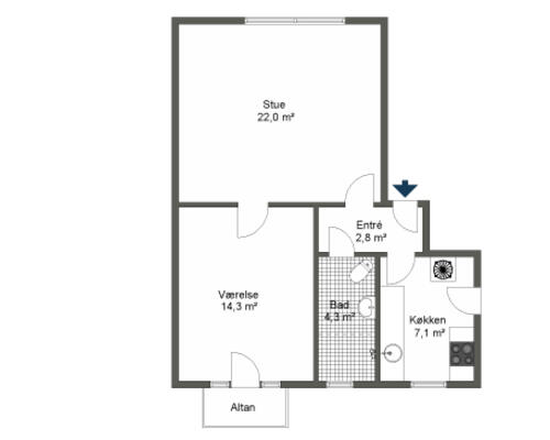 Skøn 2 værelses lejlighed til leje