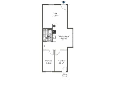 Charmerende og moderne bolig med altan