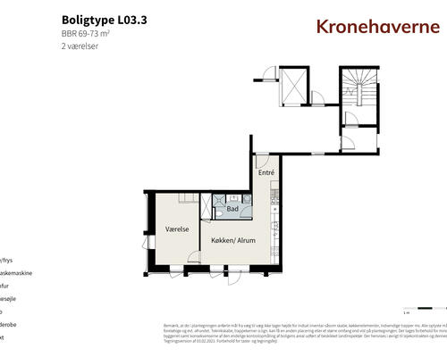 2 værelses lejlighed i København S