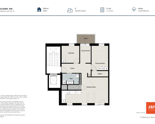 Attraktiv 3-værelses lejlighed