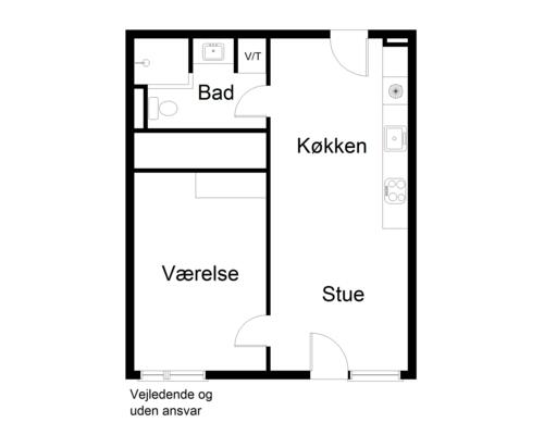 2 værelses lejlighed i København S