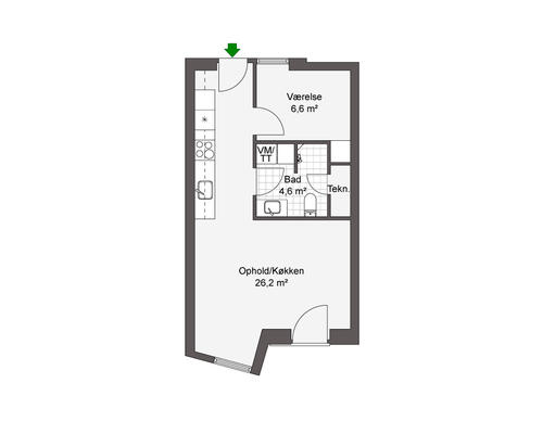 Godt indrettet 2-værelses i skønne Odense