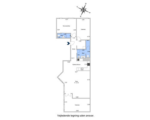 4 værelses lejlighed i København K