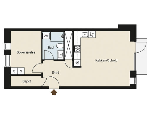 2 værelses lejlighed i Brøndby