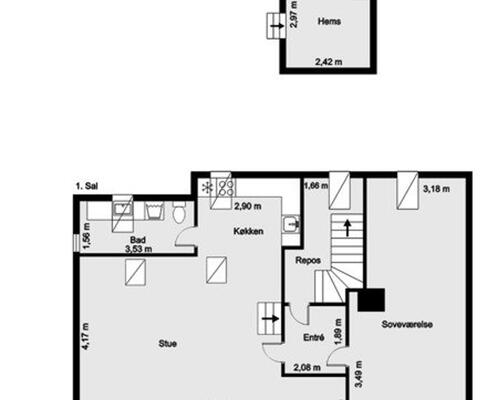 1 værelses lejlighed i Herning