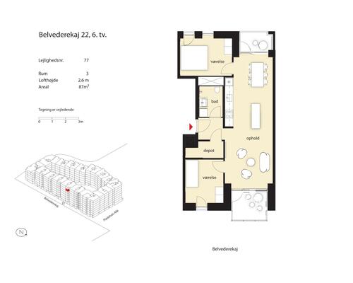 3 værelses lejlighed i København SV