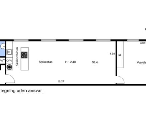 1 værelses lejlighed i København K