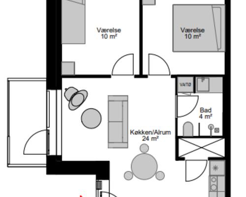 3 værelses lejlighed i Aalborg