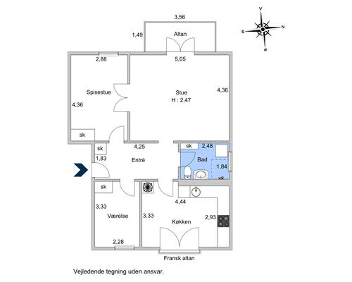 3 værelses lejlighed i Dyssegård