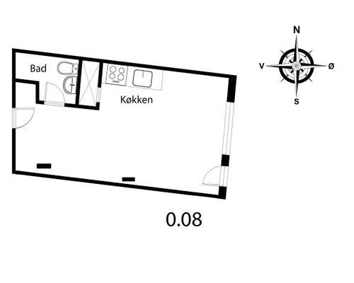 1 værelses lejlighed i Århus C