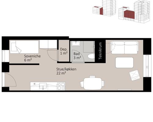 Skøn 1-værelses studiebolig på Spritten i Aalborg