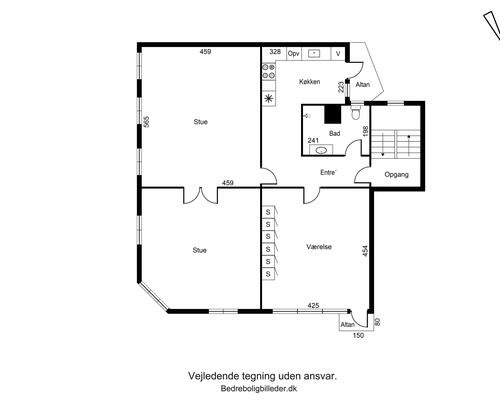 Flot renoveret 3-værelses lejlighed i centrum