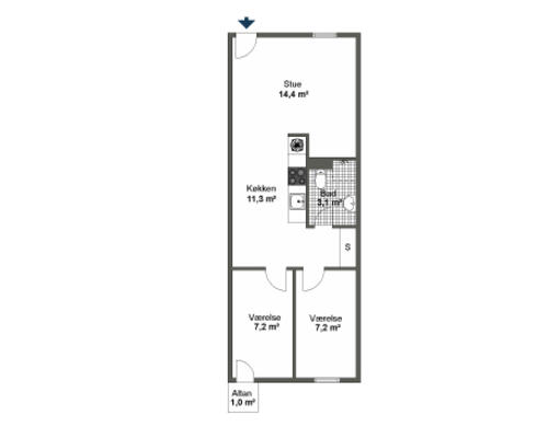 Delevenlig 3-værelses med altan i Odense C