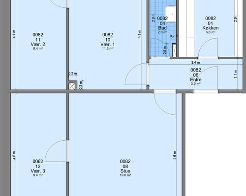 4 værelses lejlighed i Randers NV