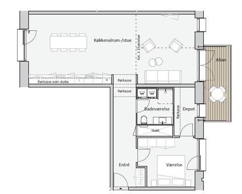 Stor 2 vær. lejlighed Holmen/Føtexhus i Vejle - Fælles tagterrasse