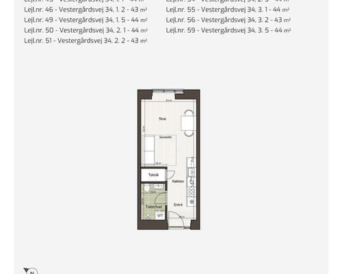 1-værelses boliger med udsigt og fælles tagterrasse