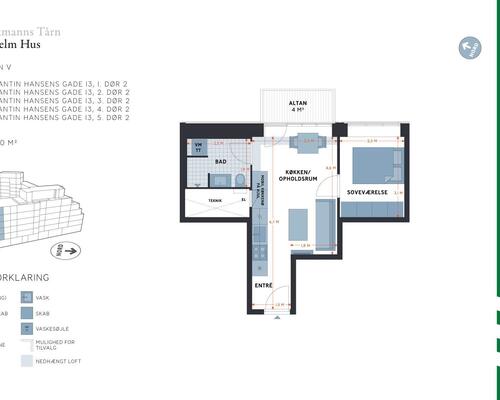 2 værelses lejlighed i København V