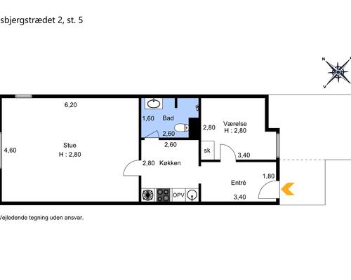 Stor 2-værelses perfekt placeret i Odense C