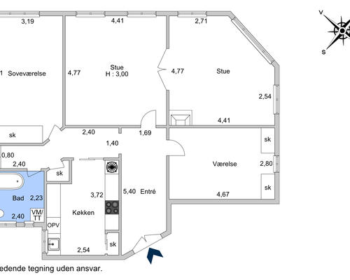4 værelses lejlighed i Frederiksberg C