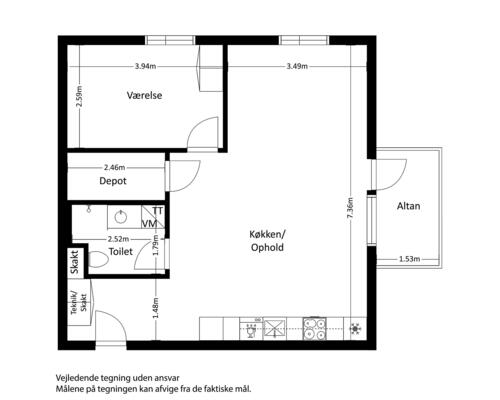 2 værelses lejlighed i Slagelse