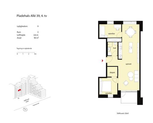 3 værelses lejlighed i København SV