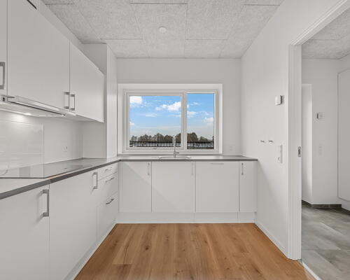 Lys 3-værelses med terrasse, parkering og egen vaskesøjle – seniorvenlig