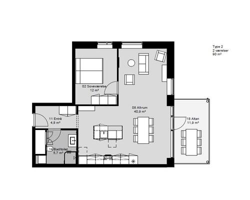 2 værelses hus i Videbæk