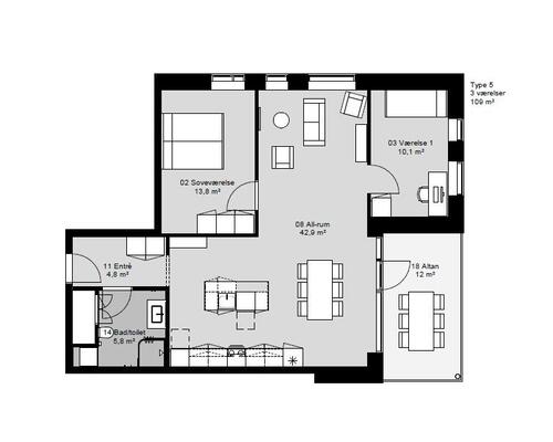 2 værelses hus i Videbæk