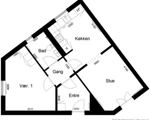 2 værelses lejlighed i Rødding