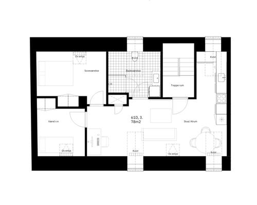 3 værelses – Vestergade 61D, 3. sal – Odense C