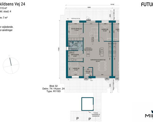 4 værelses hus i Give