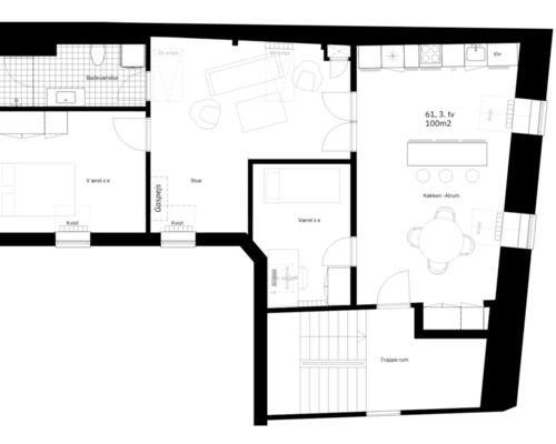 4 værelses – Vestergade 61, 3. tv – Odense C