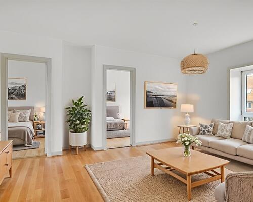 Lys 4-værelses på 85 m2 med plankegulve, separat køkken og kort til bus og indkøb