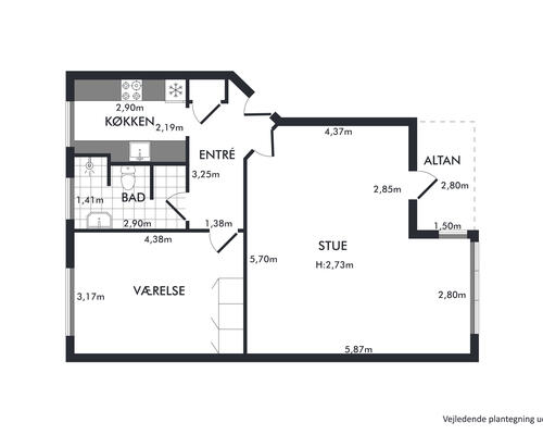 2 værelses lejlighed i Virum
