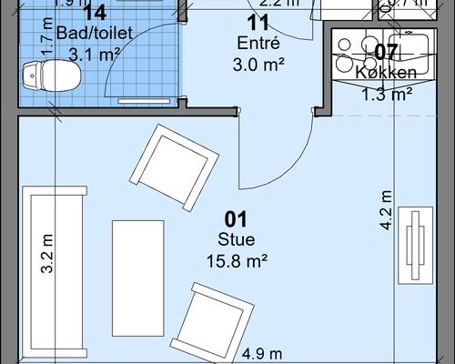 1 værelses lejlighed i Kerteminde