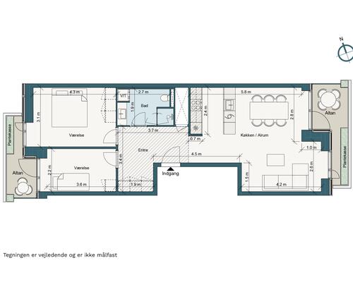 3 værelses lejlighed i Nordhavn